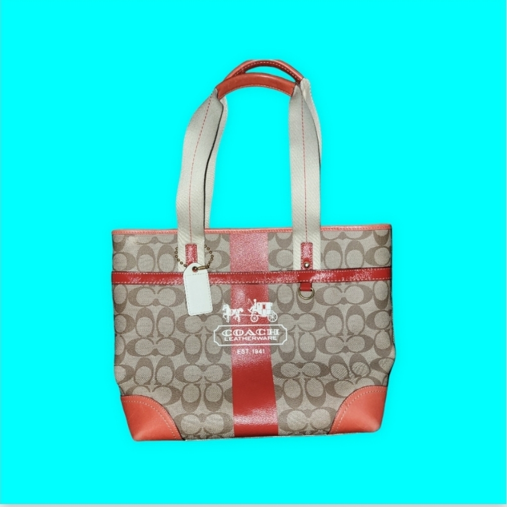 Coach Drawstring Signature Drawstring Carryall Sh… - image 1